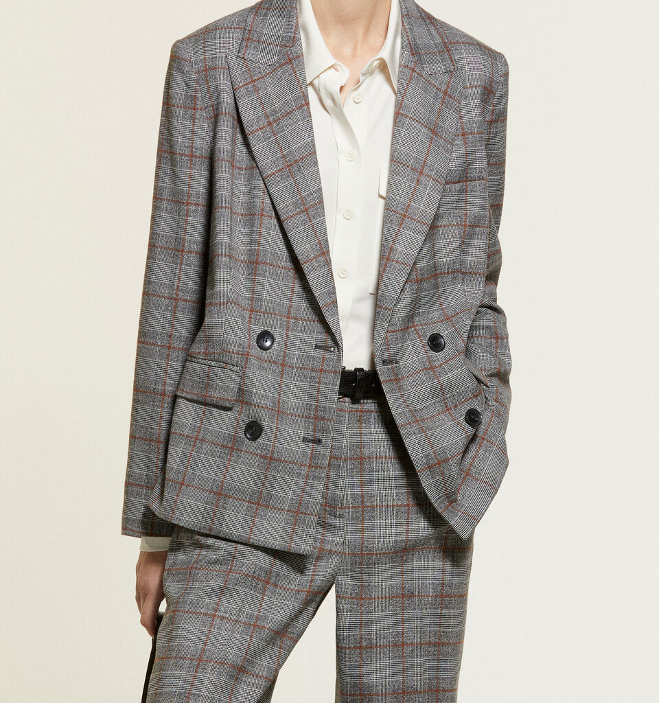 Μπλέιζερ καρό από φανέλα  - μπλέιζερ γυναικεία - Γκρι | Sisley image number 6